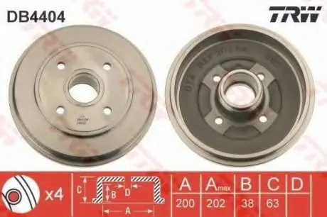 Гальмівний барабан TRW TRW DB4404