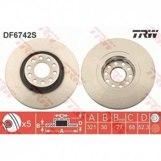 Тормозной диск TRW DF6742S (фото 1)