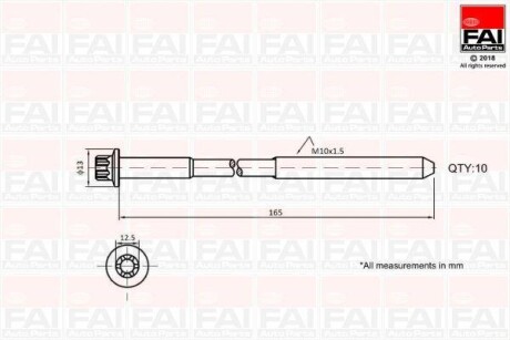 Комплект болтів головки циліндра FAI B1465