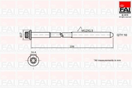 Комплект болтів головки циліндра FAI B1756