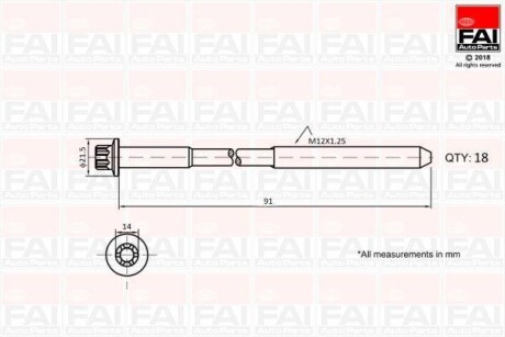 Комплект болтів головки циліндра FAI B2101