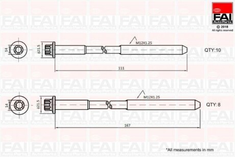 Комплект болтів головки циліндра FAI B2124