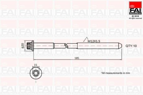 Комплект болтів головки циліндра FAI B2129 (фото 1)