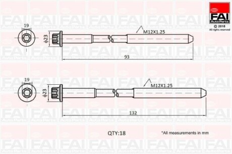 Комплект болтов головки цилиндра FAI B2201