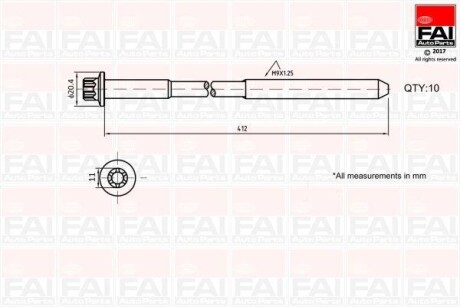 Комплект болтов головки цилиндра FAI B292