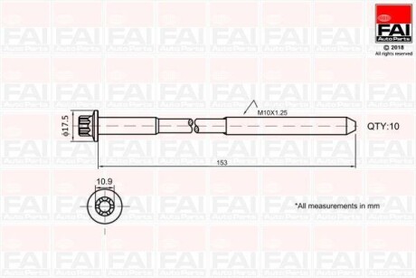 Комплект болтов головки цилиндра FAI B701