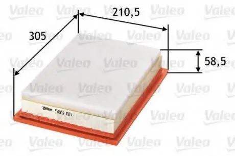 Фото запчасти Воздушный фильтр VALEO 585110 Воздушный фильтр VALEO 585110