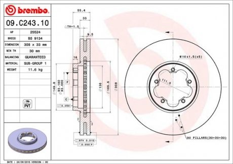 Тормозной диск BREMBO 09.C243.10 (фото 1)