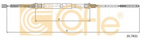 Трос ручного гальма зад. Caddy 96-03 Л=Пр. (барабан) (1670/1122) COFLE 10.7431