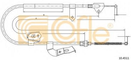 Трос ручного гальма зад. С1/107 05- Л. (1487/1243) COFLE 10.4511