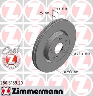 Гальмівний дискпередн. вент. Honda CIVIC IX (FK) 0 ZIMMERMANN 280318920