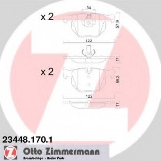 Колодки тормозные (задние) BMW X5/X6 06- (Ate - Teves) 23448.170.1 ZIMMERMANN 234481701 (фото 1)