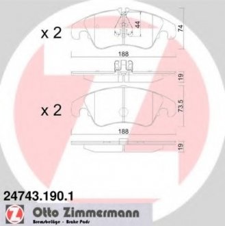 Колодки гальмівні дискові, к-кт ZIMMERMANN 247431901