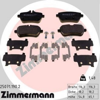 Колодки тормозные (задние) MB S-class (W222/C217) 13- (TRW) (с аксессуарами) 25071.190.2 ZIMMERMANN 250711902 (фото 1)