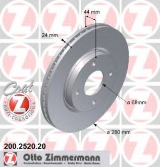 Диск гальмівний Coat Z ZIMMERMANN 200252020 (фото 1)
