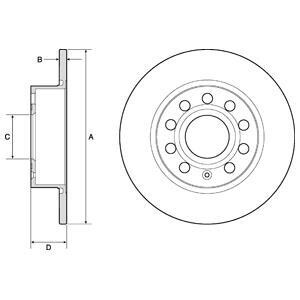 Диск тормозной AUDI/SEAT/VW A3/Altea/Leon/Toledo/Octavia/Yeti/Caddy/Golf "R D=255mm "03>> запчасти DELPHI BG3834C (фото 1)