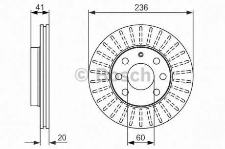 Диск тормозной CHEVROLET AVEO передн., вент. BOSCH 0 986 479 840