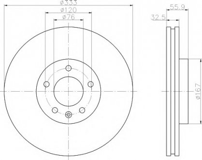 Тормозной диск пер VW T5 - (333*32.5) диаметр 17&quot; MINTEX MDC1705 (фото 1)