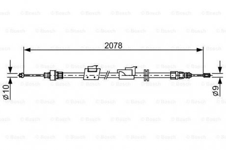 Трос ручника (L) Ford Mondeo/Galaxy 06-15 (L=2078) 1 987 482 706 BOSCH 1987482706 (фото 1)