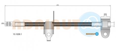 FORD Шланг тормозной пер. лев.Transit 00- ADRIAUTO 13.1229.1