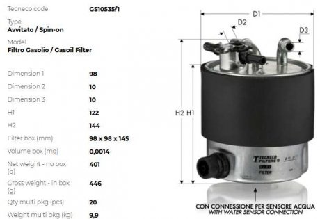 Фильтр топливный TECNECO GS10535/1