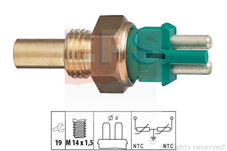 Датчик температуры OM602 (2-фишки) зеленый/LT II 2.8TDI EPS 1.830.140