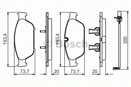 Комплект тормозных колодок, дисковый тормоз BOSCH 0986494447 (фото 1)