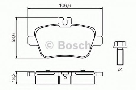 Тормозные колодки дисковые задние BOSCH 0986494664