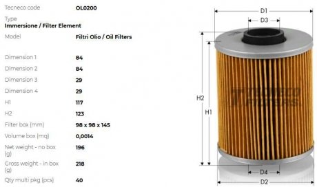 Фильтр масляный BMW E36 1.8tds 95-00 TECNECO OL0200