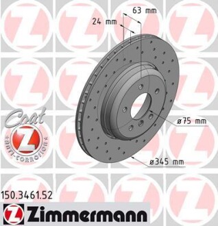 Диск тормозной ZIMMERMANN 150.3461.52