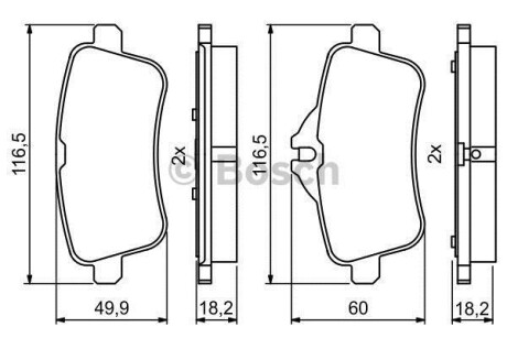 Тормозные колодки задние BOSCH 0986495403 (фото 1)