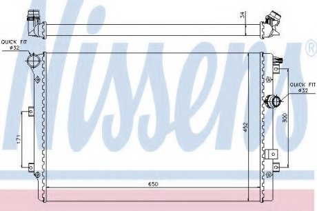 Радиатор охлаждения SEAT; VW (1-й сорт) NISSENS 65015