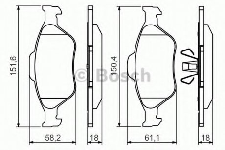 Тормозные колодки перед. FORD Fiesta, Fusion 02- BOSCH 0986494512 (фото 1)