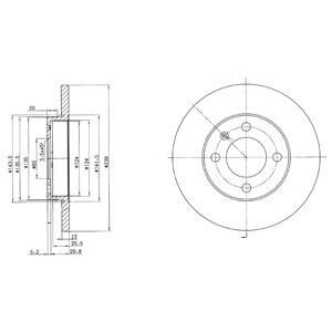 VW Диск тормозной передн.Audi 80,Golf I,II,III,Passat,Vento DELPHI BG2116C (фото 1)