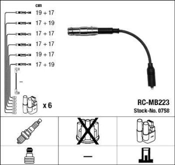 0758 К-т проводов зажигания NGK RC-MB223