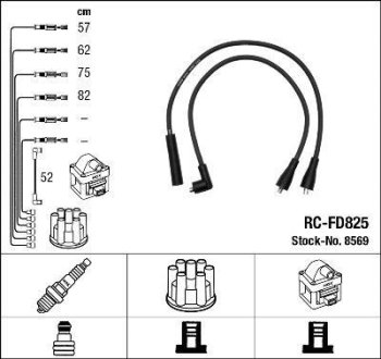Комплект кабелів високовольтних NG NGK RC-FD825 (фото 1)