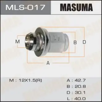 Гайка 12x1.5 довга з шайбою D 30mm / під ключ = 21мм MASUMA MLS017