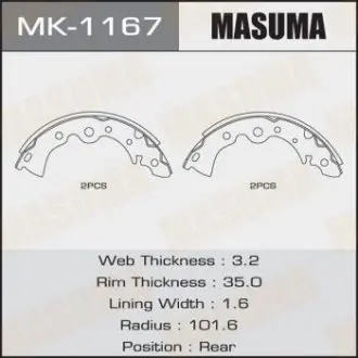 Колодки барабанные MASUMA MK1167