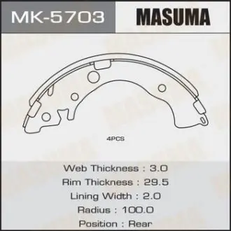 Колодки барабанные MASUMA MK5703