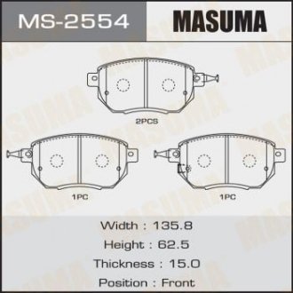 Колодки дискові MASUMA MS2554 (фото 1)