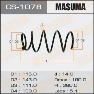 Фото запчасти Пружина подвески MASUMA CS1078 Пружина подвески MASUMA CS1078