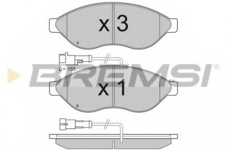 Гальмівні колодки перед. Jumper/Ducato/Boxer 06- (1.1-1.5t) BREMSI BP3285 (фото 1)