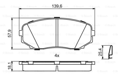 Гальмівні колодки, дискові 0 986 494 879 BOSCH 0986494879