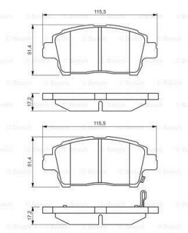 Гальмівні колодки дискові TOYOTA Soluna/Yaris/Corolla \'\'F \'\'1.0i-1.5i \'\'>>05 PR2 BOSCH 0986495242