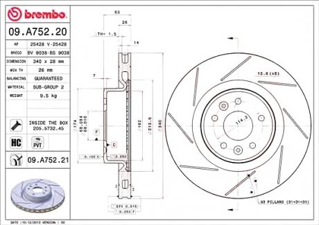 Гальмівний диск BREMBO 09.A752.21