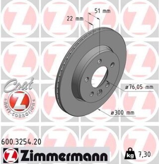 Диск гальмівний Coat Z ZIMMERMANN 600.3254.20