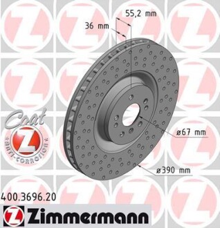 Диск тормозной ZIMMERMANN 400.3696.20