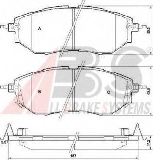 Тормозные колодки перед. Subaru Legacy IV/Outback 03- (akebono) A.B.S A.B.S. 37502
