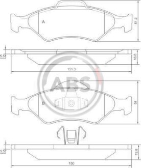 Тормозные колодки перед. Fiesta IV 95-03 (ATE) (54 A.B.S. A.B.S. 37196