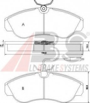 Тормозные колодки перед. Ducato/Boxer 94-02 (1.8t) A.B.S. 36884